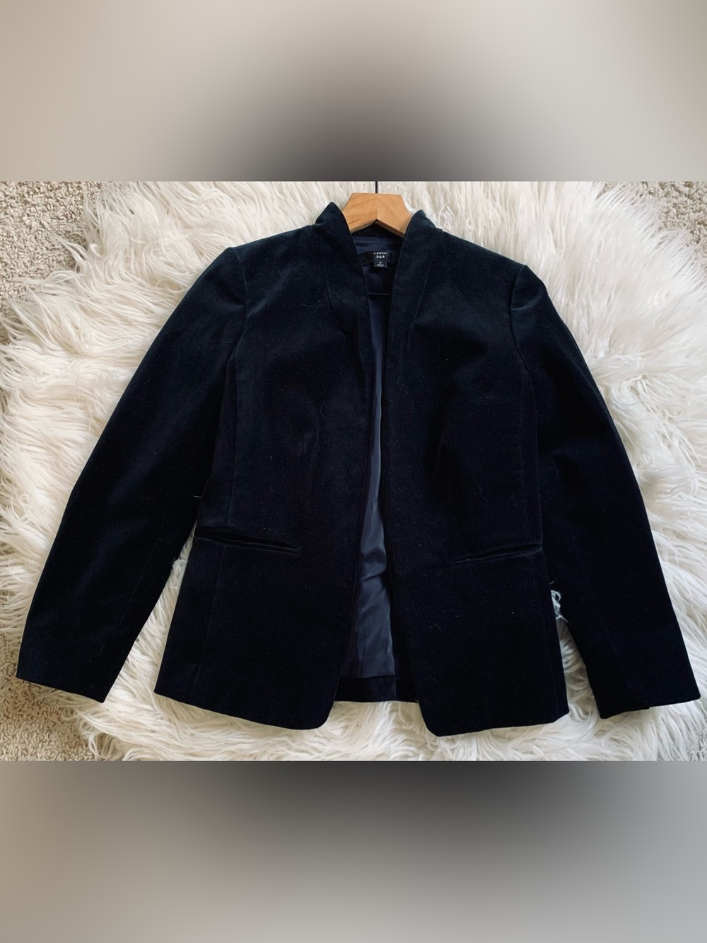 J. Crew Going Out Blazer Stretch Velvet Open Front Black Size 2